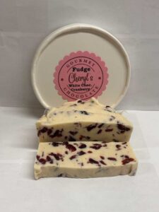 White Chocolate Cranberry Fudge