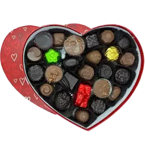 Multi-Colored Heart Box - 50 Piece - Mixed Milk/Dark